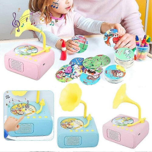 (Blue) Multifunctional Kids Gramophone Fun Learning Bedtime Story Player Kid Birthday Present 2