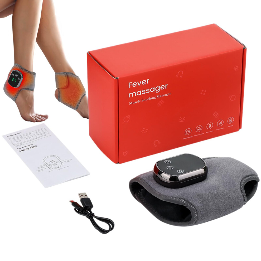 Electric Foot Massager USB Rechargeable Battery-Powered 3 Vibration Modes Ankle Heating Pad Portable Warmer Brace