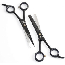 Professional Hairdressing, Thinning Scissors 6.5" Stainless Steel Sharp Black, Smooth Hair Cutting Scissors for Women And Men (pack Of 2)