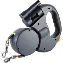 Double Dog Leash, retractable dog leash, tangle free 360 adjustable rotation with reflective