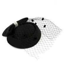 2Pcs Black Beret Bridal Headgear For Wedding Hair Accessory