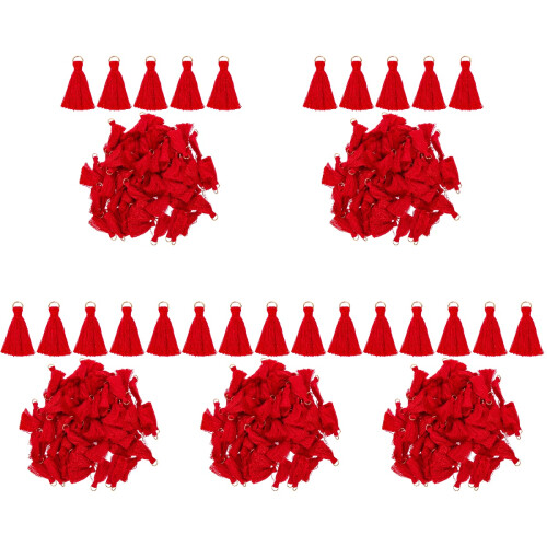 500Pcs Polyester Red Tassels for DIY Keychains Handbag Decor Pendant 1