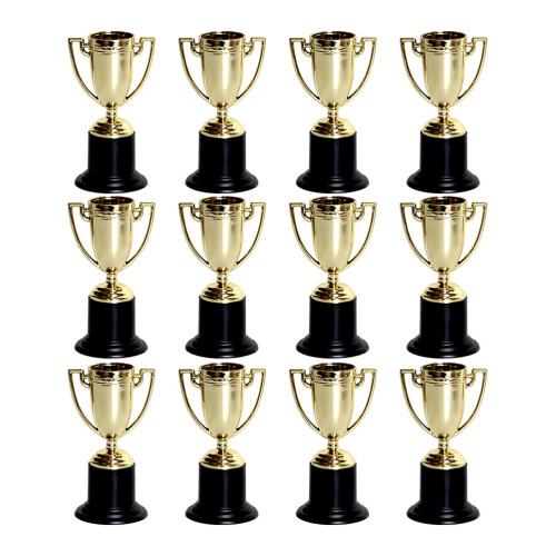 36 Pcs Mini Plastic Trophy With Black Base For Party Celebrations