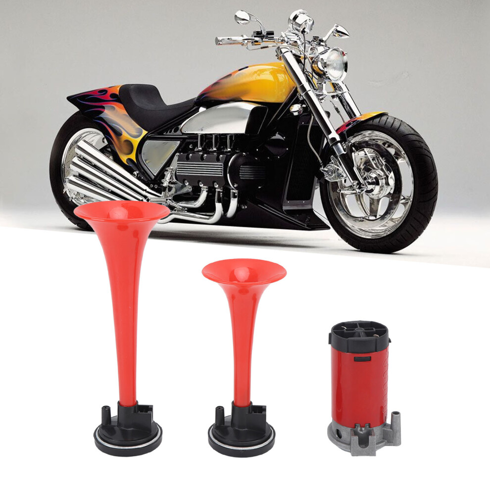 12V Dual Trumpet Air Horn 120Db With Compressor For Truck Car Boat Red 4601352050529
