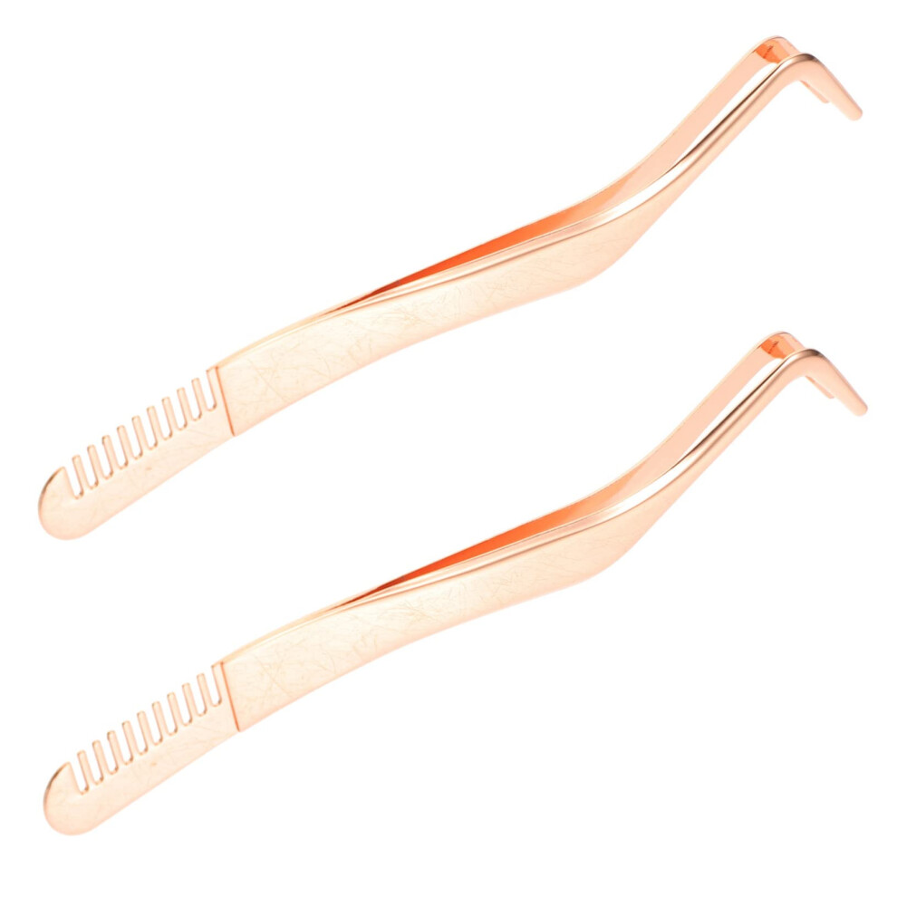 Stainless Steel Eyelash Extension Tweezer Applicator 2 Pcs Ergonomic Lash Tweezers For Fake Eyelash Application