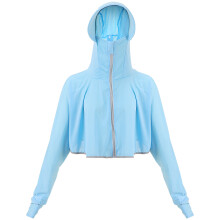2 Pcs Sun Protective Long Sleeve Ice Silk Cape And Hat For Women Blue