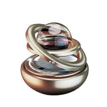 (Silver) Solar Powered Rotating Car Fragrance Decoration Aluminum Alloy Interstellar Suspension Car Accessories Decoration Water Fragranc