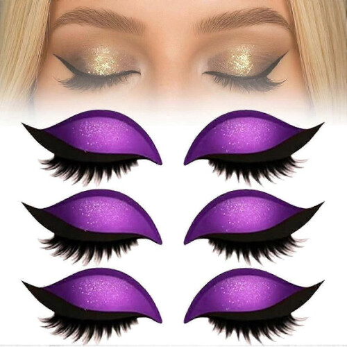 (Purple) Eyelash Stickers Adjustable Quick Eye Makeup Eyeshadow Combination Reusable False Eyelashes For Beginner-Good