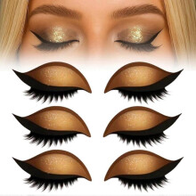 (Gold) Eyelash Stickers Adjustable Quick Eye Makeup Eyeshadow Combination Reusable False Eyelashes For Beginner-Good