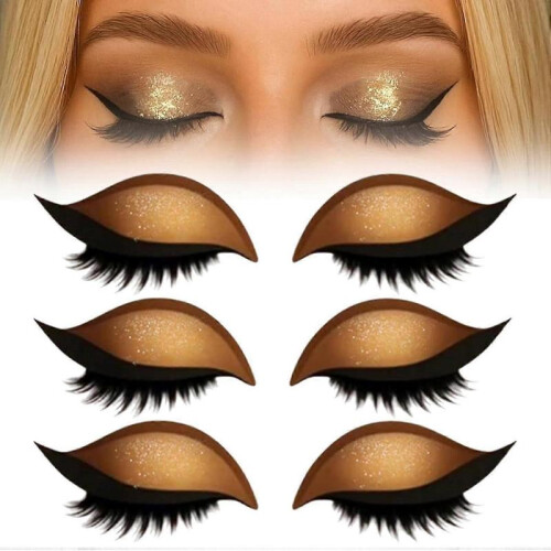(Gold) Eyelash Stickers Adjustable Quick Eye Makeup Eyeshadow Combination Reusable False Eyelashes For Beginner-Good
