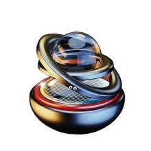 (Black) Solar Powered Rotating Car Fragrance Decoration Aluminum Alloy Interstellar Suspension Car Accessories Decoration Water Fragranc