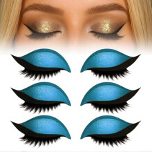 (Blue) Eyelash Stickers Adjustable Quick Eye Makeup Eyeshadow Combination Reusable False Eyelashes For Beginner-Good