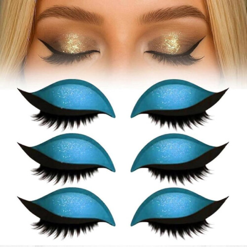 (Blue) Eyelash Stickers Adjustable Quick Eye Makeup Eyeshadow Combination Reusable False Eyelashes For Beginner-Good