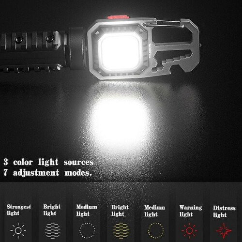 (No Tripod) Mini COB LED Flashlight Screwdriver Window Breaking Hammer Multifunction Keychain Light Portable Work Light Camping Lantern 2