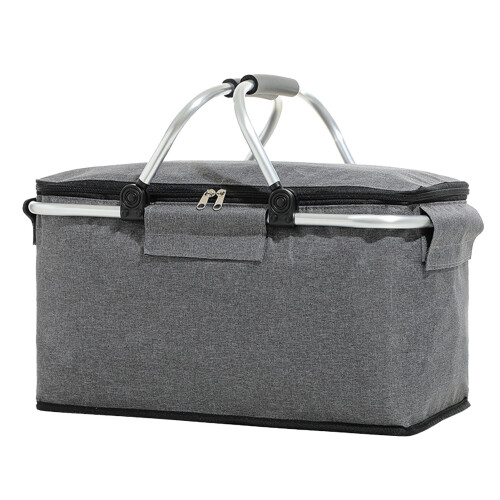 Faltbare graue Picknickkorb-Kühltasche mit Isolierung und bequemem Griff 1