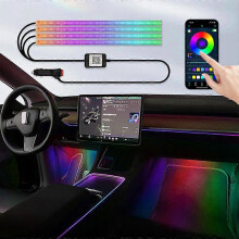 (48LED Dreamcolor Cig) 48 LED Car Interior Ambient Foot Light with USB Wireless Remote Music App Control Auto RGB Atmosphere Decorative Lamps