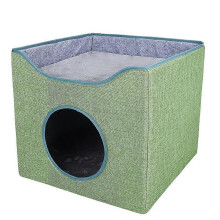 (style1) Foldable Square Cat Sleeping House Warm and Comfortable Cat Home Double Layer Dog Villa Semi enclosed Kennel Pet Products
