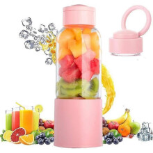 KINZON Blender Portable (Rose), Juicer Cup avec 450ml 6 Lames sans BPA pour Sport et Voyage, Mixeur Blender Mini pour Smoothie et Milk-shake, Nol Cade