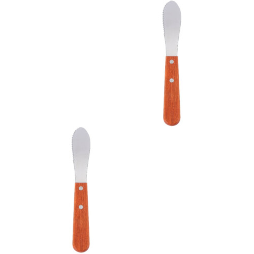 2 Pcs Serrated Butter With Wooden Handle 2