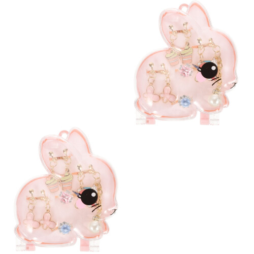 2Ensembles Boucles Oreilles Enfant Clip Rose Et Adorable 2