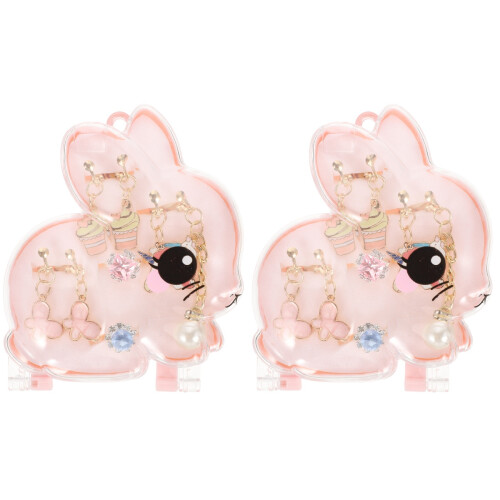 2Ensembles Boucles Oreilles Enfant Clip Rose Et Adorable 1