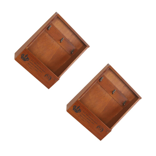 2Pcs Wooden Key Storage Box With Hooks Vintage Wall Organizer 1