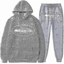 (L, Grey) Corteiz Men's Y2k Jogging Suit, 2-piece Autumn Lightweight Tracksuit_x67
