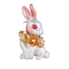 3Pcs White Rabbit Enamel Brooch Set Alloy Cartoon Animal Pin For Girls