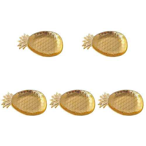 5Pièces Assiettes Céramiques Dorées Plateau Rangement Snacks 1