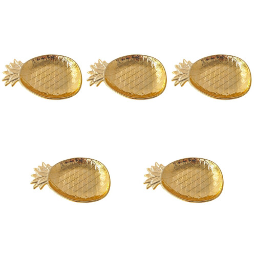 5Pièces Assiettes Céramiques Dorées Plateau Rangement Snacks 2