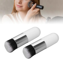 Premium White Silver Foundation Brush Set 2pcs for Flawless Makeup