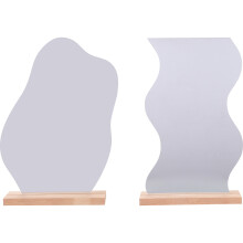 8 Pcs Mirror Table Wooden Base Acrylic Desktop Office