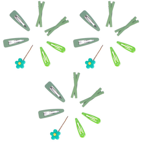 21Pièces Barrette Verte Clip Snap Style Mignon Pour Fille 2