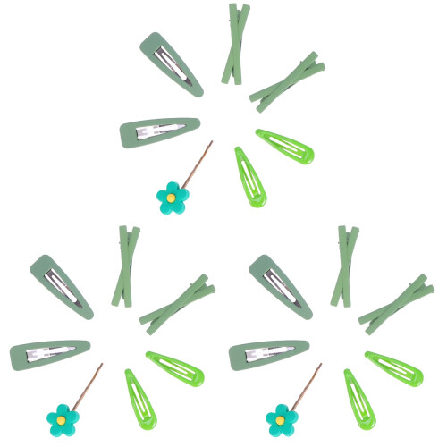 21Pièces Barrette Verte Clip Snap Style Mignon Pour Fille 1