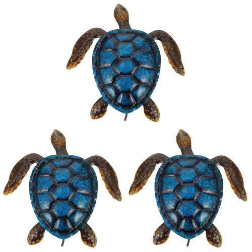 3 Pcs Iron Tortoise Pendant Colored Turtle Wall Decoration 1
