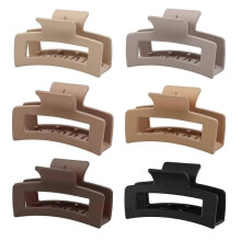 KinZon 6 Pack Square Claw Clips for Women Girls, 3.5" Medium Non-slip Rectangular Matte Claws Strong Jumbo Hair Styling Accessories for Thin Hair