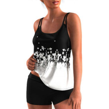 (L, White) Tankini For Women Tummy Control 2 Piece Swimsuit