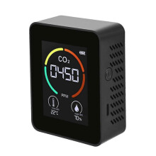 (Black) CO2 Air Detector Carbon Dioxide Detector Agricultural Production Greenhouse CO2 Monitor Black