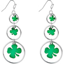 St Patrick's Day Dangle Earrings, Green Shamrock Earrings Lucky Four Leaf Clover Earrings Irish St Patricks Day Accessories Dangle Earrings for Women