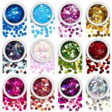 24 Boxes Love Heart Pattern Nail Sequins For Diy