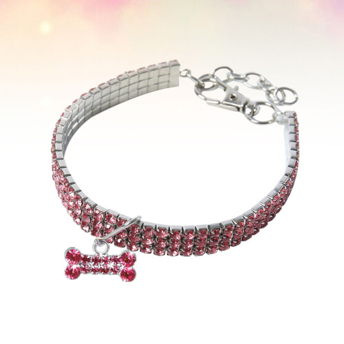 2Stk Elastisches Strasshalsband Pink Mit Charm Für Und 1