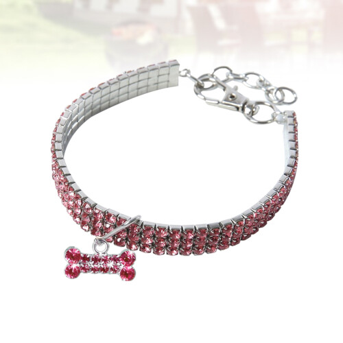 2Stk Elastisches Strasshalsband Pink Mit Charm Für Und 2