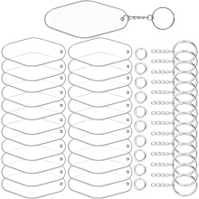 60 Sets Unique Key Ring Diy Blank Keychain