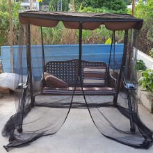 Patio Swing Mosquito Netting, Zipper Opening, 2-3 Seater, Black, 125x185x205 cm