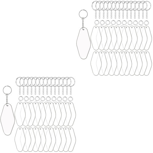60 Sets Unique Key Ring Diy Blank Keychain 2