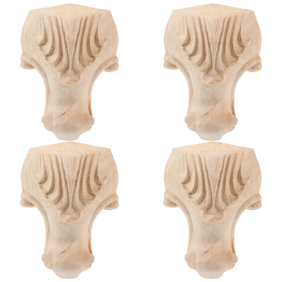 4 Pcs Embossed Wooden Furniture Legs Decorative Sofa Table Feet 033590399964