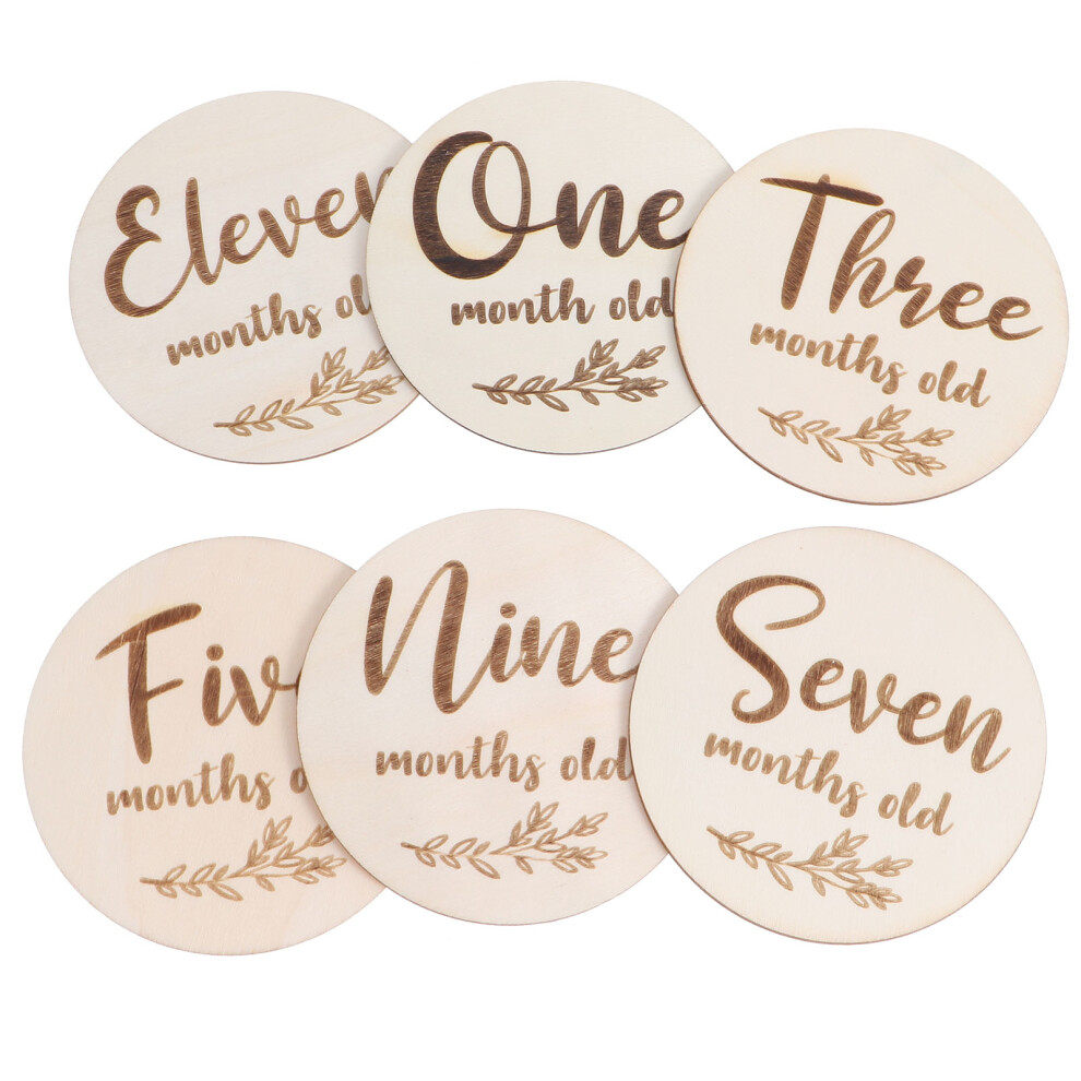 12 Pcs Wooden Baby Cards Natural Monthly Mini-image-OPC-PKYFSJT-NEW
