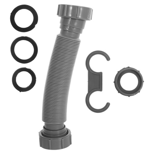 2Pcs Grey Plastic Expandable Sink Drain Pipe Kit for Kitchen Bathroom