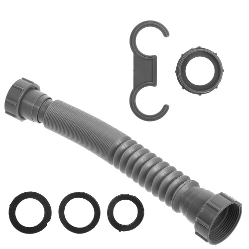2Pcs Grey Plastic Expandable Sink Drain Pipe Kit for Kitchen Bathroom 1