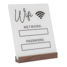 4Pcs Wifi Password Board Acrylic Desktop Sign With Wooden Base And Pen